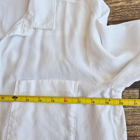 Cloth & Stone Classic Button-Down Shirt Pocket Long Sleeve White Tencel - Picture 11 of 12
